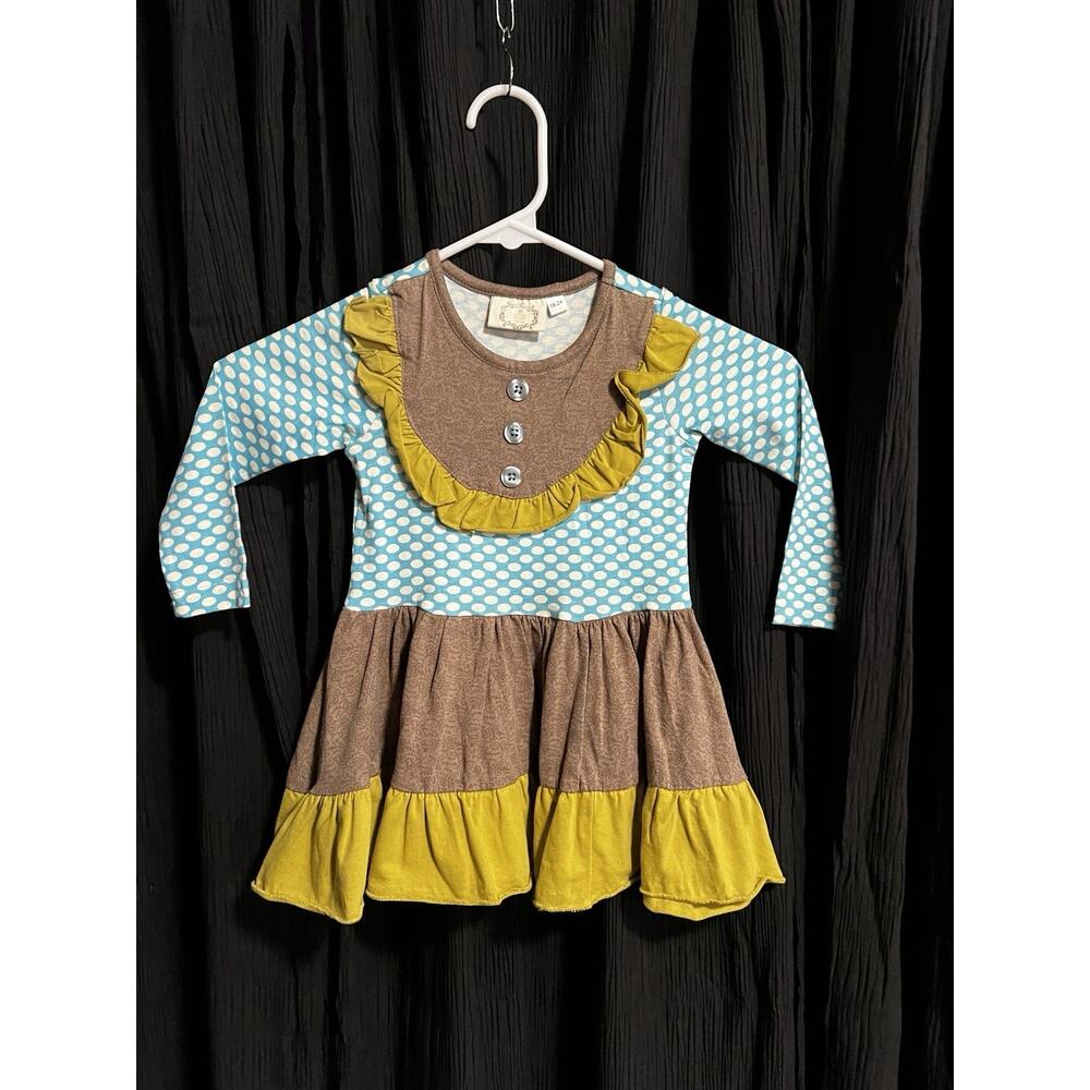 Swanky Baby Girls Tiered Ruffle Dress Polka Dot Long Sleeve 18–24 Months